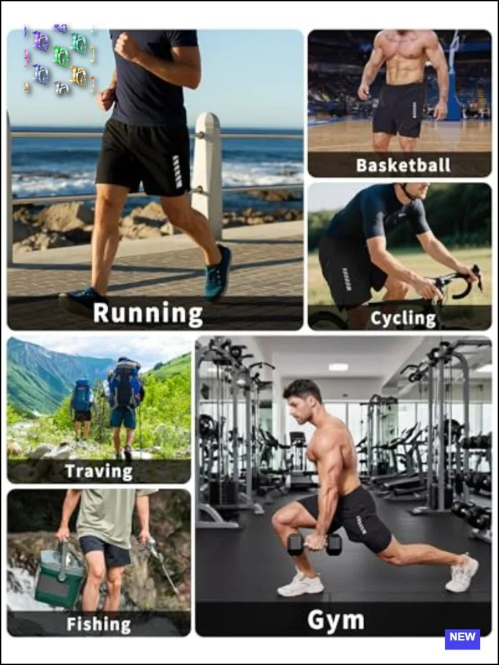 2 in 1 Athletic Running Shorts with Liner Quick Dry 5 Pack